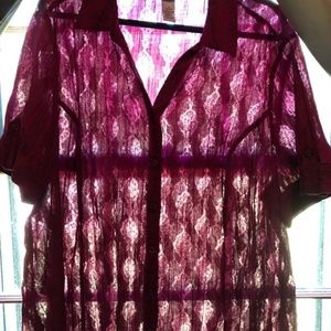 Catherine's, size 1X, short sleeve button front